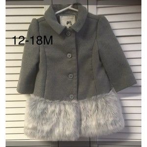 Janie And Jack 12-18 Month Grey Faux Fur